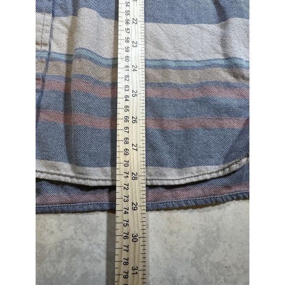 VANS Off The Wall Flannel Mens Large Button Shirt Long Sleeve Striped Grey Blue - Picture 4 of 7